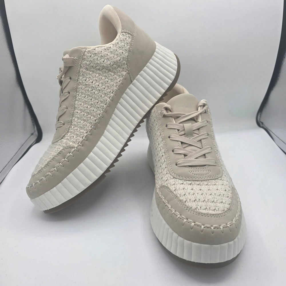 Dolce Vita Frida Platform Sneakers Womens 10M Cream Woven Lace Up Shoes